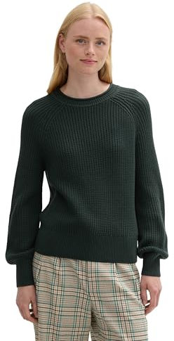 Tom Tailor Denim Damen Strickpullover mit leichten Ballonärmeln, 10362 - Dark Gable Green, XXL