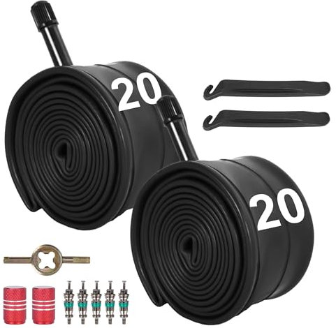 RUTU 47/57-406 20 Zoll Schlauch 20 x 1.75/2.125 Heavy Duty Fahrradschlauch mit 32mm Schrader-Ventil und Montagezubehör 2er-Pack