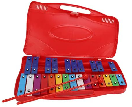 Professionelles Xylophon-Instrument, 25 Noten, Aluminium, Tragbar, 2 Volle Oktaven, Langlebiges Multifunktionales Xylophon für Kinder mit Kunststoffschlägeln für Unterhaltung