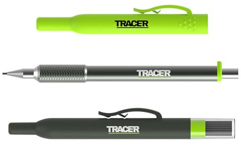 Tracer Pro Series Crayon de précision avec 24 mines de rechange de 1,3 mm et étuis de site Kit de marquage de précision tout-en-un en aluminium