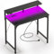 Rolanstar Schreibtisch mit LED, Steckdosen, Computertisch mit Monitorablage, Eckschreibtisch für Schlafzimmer Arbeitszimmer Büro, perfekt für Studenten Kinder Erwachsene, Schwarz, 80 cm