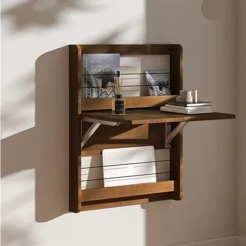 TYNXK Wandmontierter Schreibtisch Klappbar Wandklapptisch, unsichtbarer Computertisch, Sofatisch, platzsparende Wohnzimmermöbel Wandklapptisch(Walnut Color)
