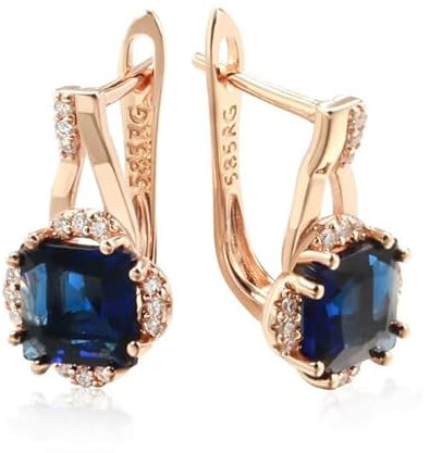 Ohrringe Ohrhänger Creole 585 RG Rosegold Rotgold mit Zirkonia Edelstein- 12