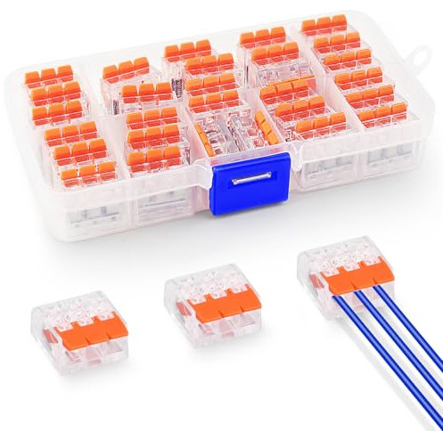 TAIHOBO Connecteur Electrique Rapide 3 Entrées, 30 Pièces Cosses et Kits, Dominos Électriques Ignifuge en PC et Laiton, Domino Electrique 0,14 à 4 mm², pour Installation Électrique