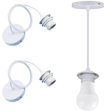 Lot de 3 suspensions de lampe E27 - Douille de lampe avec câble - Douille de lampe E27 - Suspension de lampe E27 avec anneau à vis