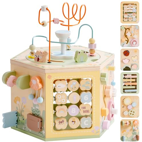ROBOTIME Wooden Activity Cube 13 in 1 Montessori Baby Gift for Age 1+