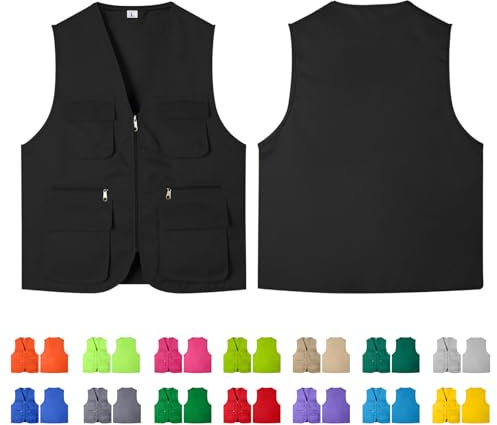 Yunshenla Gilet Sans Manche Personnalisable Homme Femme Zippé Gilet de Peches Multipoches Photography Vest Respirant Vêtements De Travail Unisex, Personnalisé avec Votre Texte/Logo, Légers(#01)