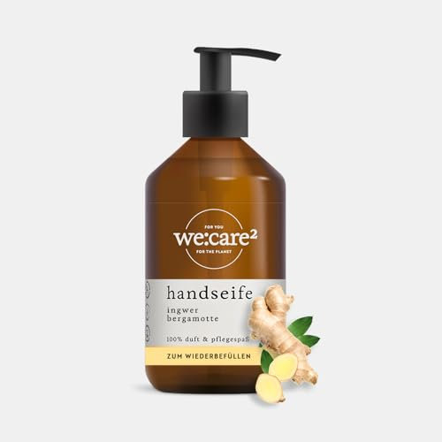 we:care² Handseife 250ml Ingwer/Bergamotte - Nachhaltige & vegane Flüssigseife ohne Silikone, Parabene & Mikroplastik - Flüssig Seife - Handseife Spender - Handwash