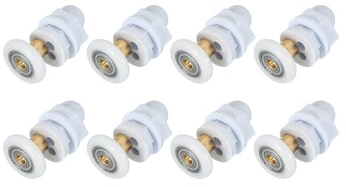 sourcing map 23mm Shower Door Rollers, Sliding Shower Doors Runners Wheels Replacement Copper Rod Pulley for Bathroom Glass Doors 4-6mm, White 8 Pcs