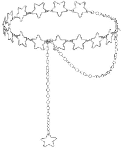 ElevateTech Damen-Stern-Hüftkette Metall Kettengürtel silberner Metall Bauchkettengürtel verstellbar Übergröße hübsches Deko passend für formelle Kleidung Jeans Kleider Freizeithosen Mädchen