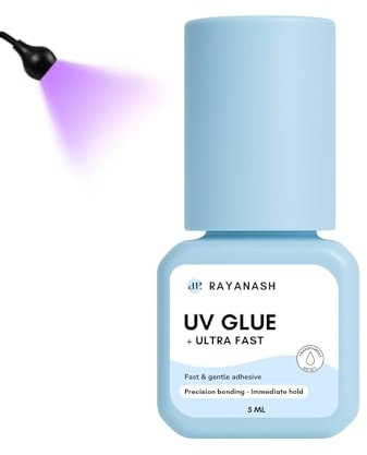 Colle UV pour extensions de cils en 0,5 seconde 8 semaines - Étanche jusqu'à ce que les cils tombent - Seule une utilisation professionnelle doit être utilisée avec une lumière UV (5 ml transparent)