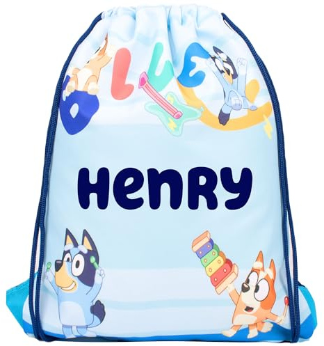 Bluey Personalised Drawstring Bag for Kids PE Bag - Kids School or Swimming Bag For Girls - Personalised Merchandise For Girls
