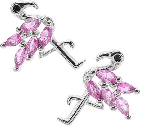 ROMISBABA 1paar Retro Flamingo Ohrringe Zirkonia Für Süße Tropische Statement-ohrringe Für Weihnachten Und Valentinstag Dangle-ohrhänger Kupfer Langlebig Und