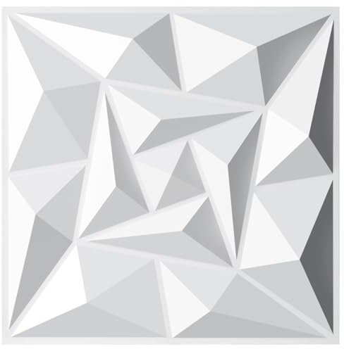 Eikuavons Lot de 12 panneaux muraux 3D, revêtement mural 3D, panneaux muraux 3D, imperméables et résistants à la chaleur, en PVC très rigide, 30 x 30 cm, blanc quartz (1,08 m²)