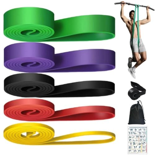 Resistance Bands Set, 5 Levels Resistance Pull Up Bands Set | for Exercise Strength Training, with Door Anchor And Tote Bag, for Home Gym Yoga Physical for Men Women