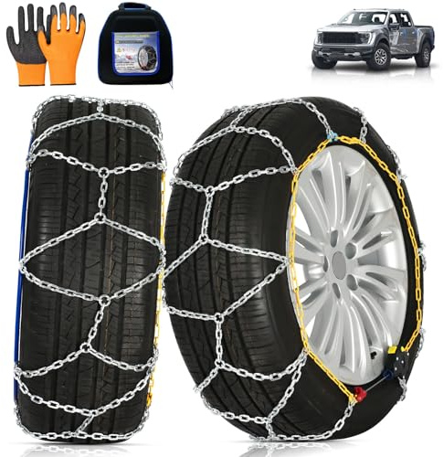 Schneeketten Auto-Fixierung 1‑Min Schnellmontage Leichte Installation Reifenketten, Tragbar Wiederverwendbar Universelle Notfall-Reifentraktionskette für PKW, Pickup-Trucks und SUV – 2er‑Set(HKN-120)