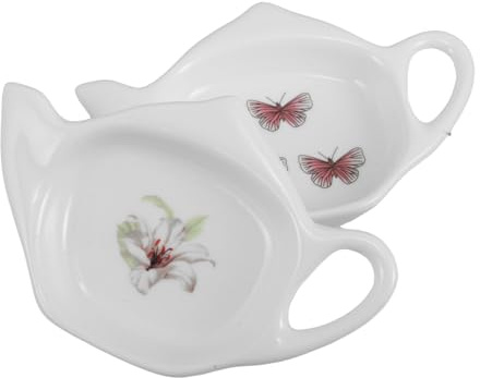 Garneck 2pièces Porte-Sachet de Thé Céramique Assiette à Sachets de Thé Repose-cuillère Forme de Théière Plat pour Sachets Repose-sachets pour Table