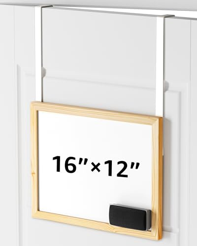 Bulado Over-the-Door Magnetic Whiteboard, 40 × 30 cm Wooden Dry Erase Board with 2 Hanging Rods, Small White board for Door, Cubicle Whiteboard for Home, Office & Student Dorm, No Drilling
