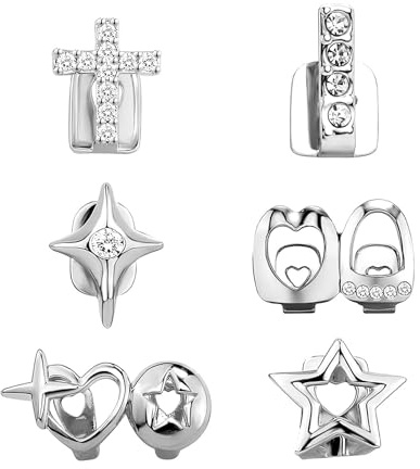 mophrati 6 Stück Caps Gnashers Modische Bling Silber Grills Wiederverwendbare Hiphop Fake Tooth Punk Set Mehrere Anlässe im Trend, silbrig