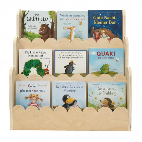 Little Goldie Kids Interior Montessori Bücherregal Kinder aus Holz - Frontales Buchregal für Kinderzimmer und Wohnzimmer aus Holz, Bücherregal für Baby & Kleinkind (55x27x55 cm)