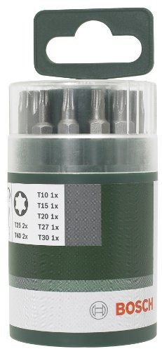 Bosch 2609255976 25mm Torx Screwdriver Bit Box Including Universal Holder in Standard Quality (10 Pieces)