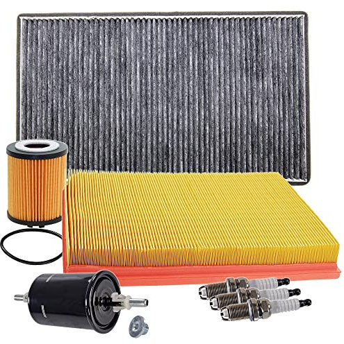 BESTPRICE Inspektionspaket Filterset mit 1x Luftfilter, 1x Innenraumfilter, 1x Ölfilter, 1x Kraftstofffilter, 3x Zündkerze, 1x Ölablassschraube inkl. Dichtung, Kompatibel mit OPEL CORSA B (S93)