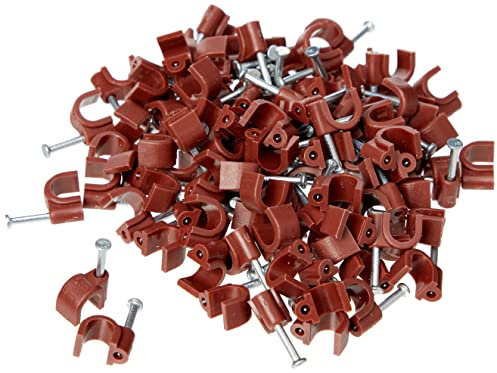 Merriway BH02713 Runde Kabelklemme 6,0 mm, Braun / Weiß, 100 Stück