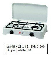 FORNELLO PARKER 2 FUOCHI GAS METANO CON GRIGLIA E PIATTELLI SMALTATI cm 48x29x12