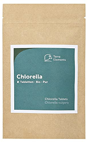 Terra Elements Bio Chlorella Tabletten (500 mg, 240 St) I Mikroalge I Reich an natürlichem Eisen I 100% rein I Vegan I Rohkost