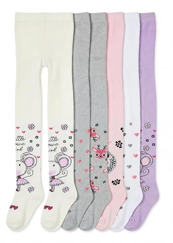 TupTam Strumpfhose Mädchen Bunt Gemustert 6er Pack – Warme Strickstrumpfhosen für Herbst und Winter