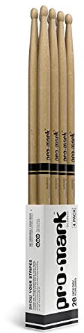 ProMark Drumsticks - Schlagzeug Sticks - Schlagzeugsticks - Klassischer Vorwärts 2B Drum Sticks - Ovale Holzspitze - Hickoryholz - 4 Paars