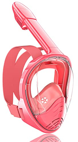 QingSong Kids Snorkel Mask Full Face, Snorkeling Set with Camera Mount, 180 Degree Panoramic View Snorkeling Gear Anti-Fog Anti-Leak