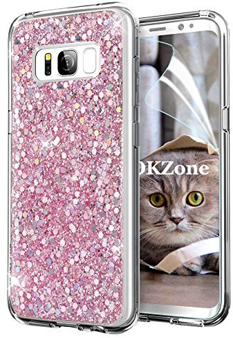 OKZone Galaxy S8 Hülle, Glitzer Bling Designer Weich TPU Bumper Case Silikon Schutzhülle Handy Tasche Rückseite Hülle Etui Cover TPU Bumper Schale für Samsung Galaxy S8 (Rosa)