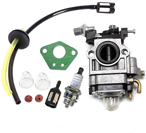 Queta Vergaser für Motorsense 52 cc 49 cc 43 cc, Carbu-Set mit Dichtung, Schlauch, Zündkerze und Benzinfilter