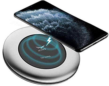 ULTRICS iPhone Wireless Charger, 10W Wireless Fast Charger Wireless Charging Pad, Qi Wireless Charger iphone 15 14 13/13 Pro/12/11/SE Wireless Charger Samsung Galaxy S22 S21 S20 S10, Round (Silver)