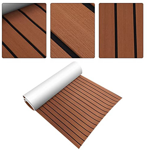 Tappeto Antiscivolo per Pavimenti Marine Boat Yacht, Pavimenti in Legno di Teak Sintetico Pad, Decking Pavimentazione Barca Tappeto Antiscivolo per Barche e Kayak e Yacht, 240 * 90 * 0.6cm(marrone)
