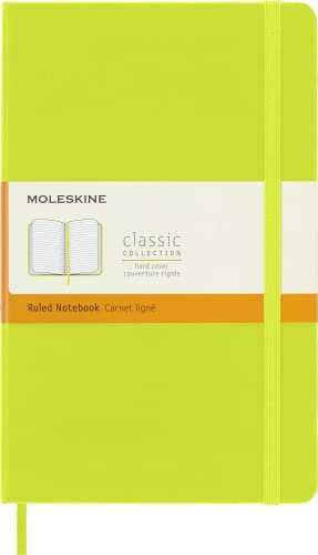 Moleskine - Klassisches Notizbuch, Liniertes Notizbuch, Hardcover und elastischer Verschluss, Großformat 13 x 21 cm, Limonengrün, 240 Seiten