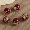 5 Japanese Tensha Glass Beads - 12mm - Burgundy with Cherry Blossom - J99881R
