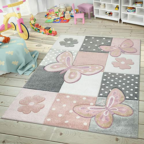 TT Home Kinderteppich Konturenschnitt 3D Optik Geometrisches Karomuster Mehrfarbig, Farbe:Mehrfarbig, Größe:200x290 cm