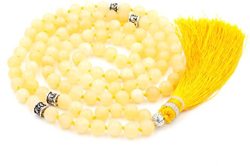 Fukugems mala Perlen Kette für Damen Mann, Mala Armband, Buddhist Meditation Kette, Honey Jade Tassel mala