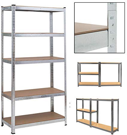 Lagerregal 200x100x50cm mit 5 Regalböden Schwerlastregal Metallregal Regalsystem Höhenverstellbar Werkzeugregal Kellerregal -Verzinkt