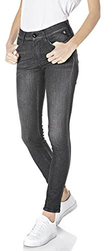 Replay Damen Luzien Rose Label Jeans, Grau (097 Dark Grey), 30W / 28L