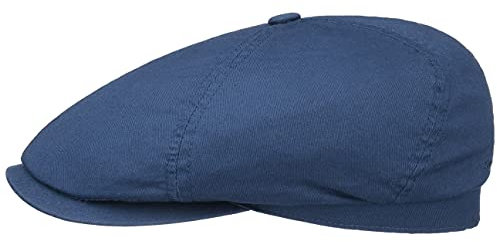 Stetson Cotton Twill Flatcap Schirmmütze Schiebermütze Baumwollcap Damen/Herren - mit Schirm, Futter Sommer Frühling-Sommer - L (58-59 cm) dunkelblau