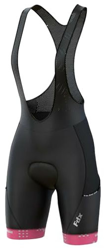 FDX - Salopette da donna per ciclismo, traspirante, imbottito, con dettaglio ad alta visibilità sul retro rosa M