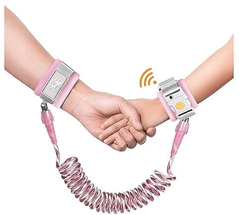 WSZCML Kinder Leine,Armband Kinderleine mit Induktionsschloss,6.5ft Rosa | leine für kinder,Anpassbar,Sicherheitsleine,Mit Schloss,reflective strips,360° swivel,für Parks, Einkaufszentren, Flughäfen