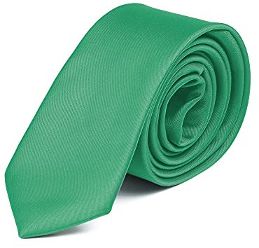 DWOY Corbata para hombre y mujer, color liso, delgada, 6 cm, verde, Standart