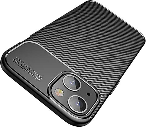 AVANA Hülle für iPhone 13 mini Schutzhülle Flexibles Slim Case Schwarz Bumper Silikon TPU Kratzfest Kohlefaser Cover Carbon Optik