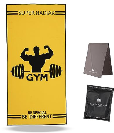 NADIK® Gym Handtuch – Kompaktes und leichtes Mikrofaser Handtuch für Kraftraum, Fitness und Sport. (Gelb)