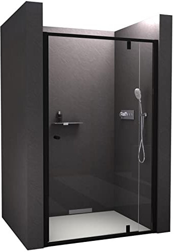 BERNSTEIN Nischendusche mit Drehtür NT606 Flex Nischendrehtür 140x195cm Duschtür mit Schwarz matten Profilen Dusche aus 6mm ESG-Sicherheitsglas mit NANO-Beschichtung