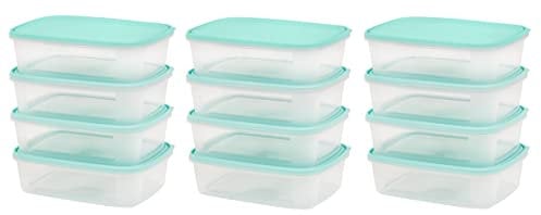 Homey Mart 12 x Food Storage Box Container with Lid Airtight 1 Litre Everyday Use Dishwasher, Freezer and Microwave safe BPA free - 19 x 14 x 5.5cm
